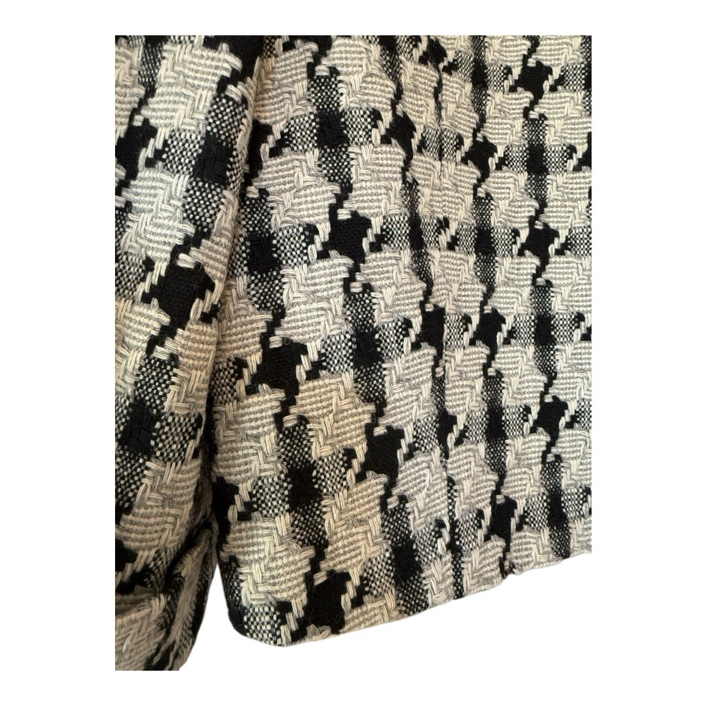 Larry Levine Womens Houndstooth Collarless Tweed Blazer Jacket Size 16 - Picture 5 of 12